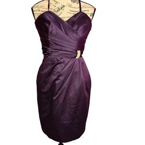 Da Vinci purple plum strapless mini evening dress preppy rhinestones. Sz 4